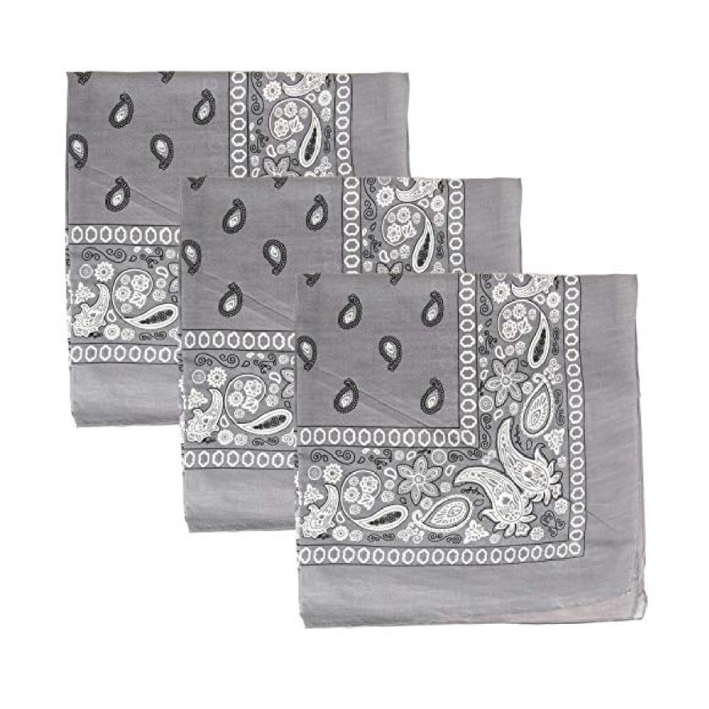 Paisley 3 piece Grey Color 100%Cotton Bandanas